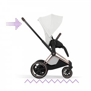 Poussette électrique e-priam 3 off white châssis rosegold Cybex