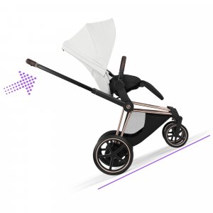 Poussette électrique e-priam 3 off white châssis rosegold Cybex