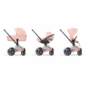 Poussette électrique e-priam 3 peach pink châssis rosegold Cybex