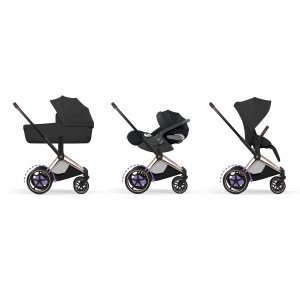 Poussette électrique e-priam 3 sepia black châssis rosegold Cybex