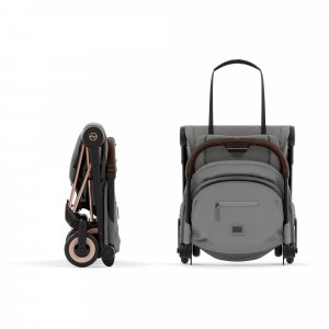 Poussette compacte coya mirage grey châssis rosegold Cybex