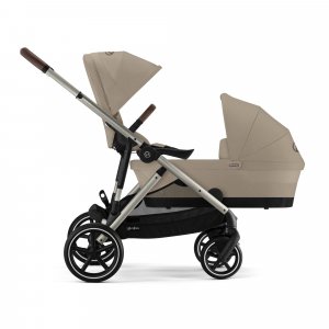 Poussette duo gazelle s almond beige châssis taupe + nacelle Cybex