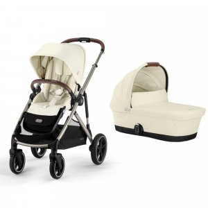 Poussette duo gazelle s seashell beige châssis taupe + nacelle Cybex