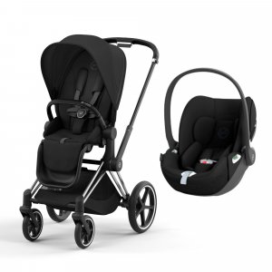 Poussette duo priam 4 sepia black châssis chrome black + siège auto cloud t i-size Cybex