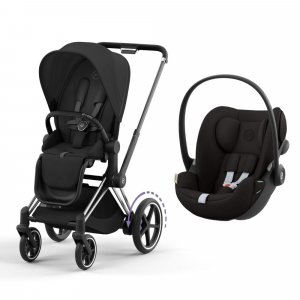 Poussette duo e-priam 2 sepia black châssis chrome black + cloud g i-size Cybex