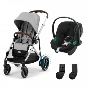 Poussette duo e-gazelle s stone grey + siège auto aton b2 i-size Cybex