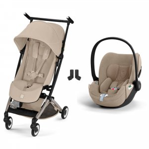 Poussette duo libelle 5 ultra compacte almond beige avec siège auto cloud t i-size tissu plus Cybex