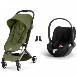 Poussette duo orfeo 3 compacte moss green avec siège auto cloud t i-size Cybex