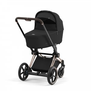 Poussette duo e-priam 2 sepia black châssis rose gold + nacelle luxe Cybex