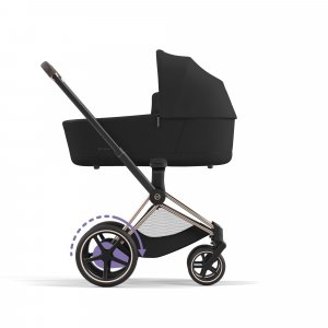 Poussette duo e-priam 2 sepia black châssis rose gold + nacelle luxe Cybex