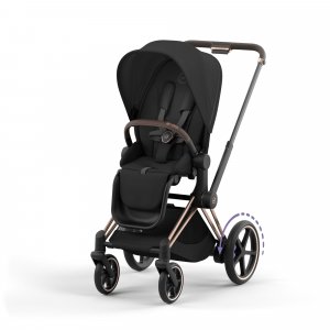 Poussette duo e-priam 2 sepia black châssis rose gold + nacelle luxe Cybex