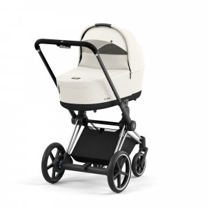 Poussette duo e-priam 2 off white châssis chrome black + nacelle luxe Cybex