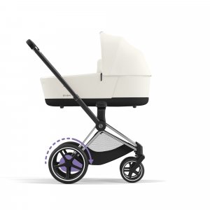 Poussette duo e-priam 2 off white châssis chrome black + nacelle luxe Cybex