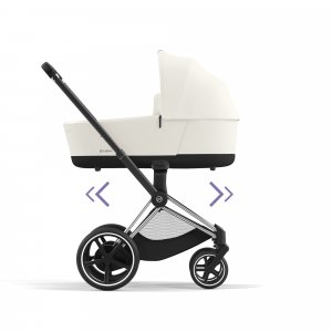 Poussette duo e-priam 2 off white châssis chrome black + nacelle luxe Cybex