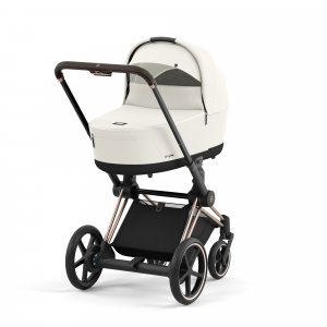 Poussette duo e-priam 2 off white châssis rose gold + nacelle luxe Cybex