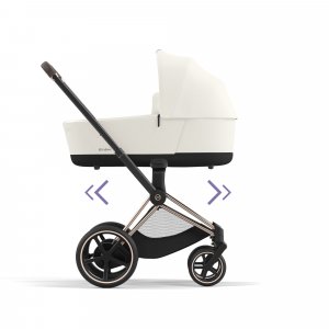 Poussette duo e-priam 2 off white châssis rose gold + nacelle luxe Cybex