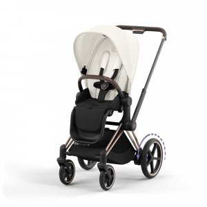 Poussette duo e-priam 2 off white châssis rose gold + nacelle luxe Cybex