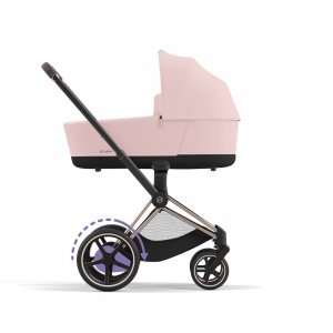 Poussette duo e-priam 2 peach pink châssis rose gold + nacelle luxe Cybex