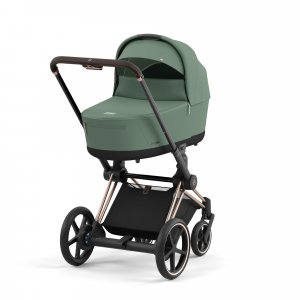 Poussette duo e-priam 2 leaf green châssis rose gold + nacelle luxe Cybex