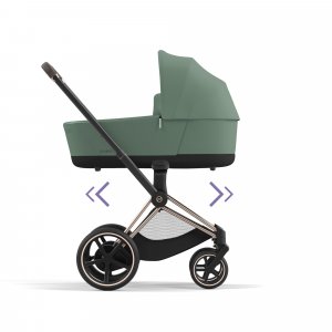 Poussette duo e-priam 2 leaf green châssis rose gold + nacelle luxe Cybex