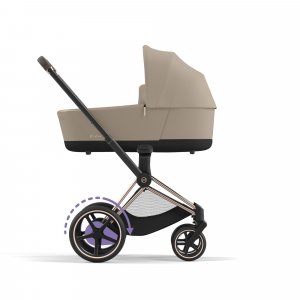 Poussette duo e-priam 2 cozy beige châssis rose gold + nacelle luxe Cybex