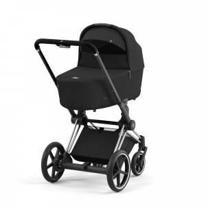 Poussette duo e-priam 2 sepia black châssis chrome black + nacelle luxe Cybex