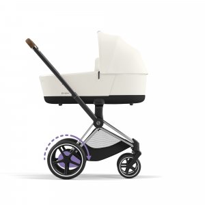 Poussette duo e-priam 2 off white châssis chrome brown + nacelle luxe Cybex