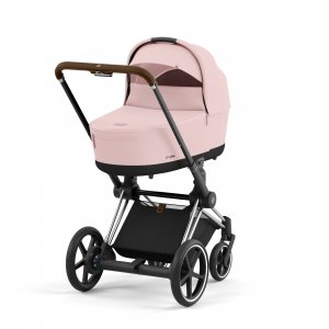 Poussette duo e-priam 2 peach pink châssis chrome brown + nacelle luxe Cybex