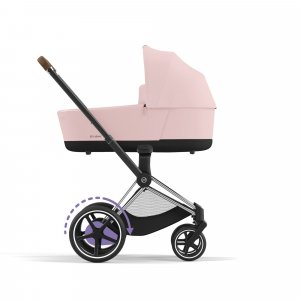 Poussette duo e-priam 2 peach pink châssis chrome brown + nacelle luxe Cybex