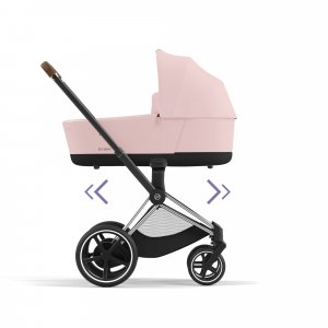 Poussette duo e-priam 2 peach pink châssis chrome brown + nacelle luxe Cybex