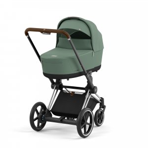 Poussette duo e-priam 2 leaf green châssis chrome brown + nacelle luxe Cybex