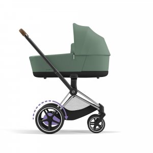 Poussette duo e-priam 2 leaf green châssis chrome brown + nacelle luxe Cybex