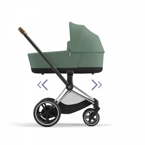 Poussette duo e-priam 2 leaf green châssis chrome brown + nacelle luxe Cybex
