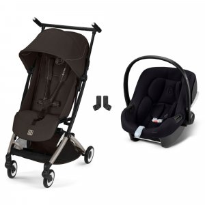 Poussette duo libelle 5 ultra compacte chocolate brown avec siège auto aton b2 i-size Cybex