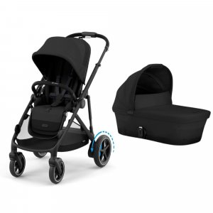 Poussette duo e-gazelle s moon black châssis noir + nacelle Cybex