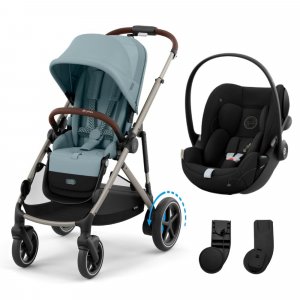 Poussette duo e-gazelle s stormy blue + siège auto cloud g i-size Cybex
