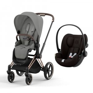Poussette duo priam 4 mirage grey châssis rose gold + siège auto cloud g i-size Cybex