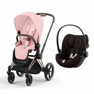 Poussette duo priam 4 peach pink châssis rose gold + siège auto cloud g i-size Cybex