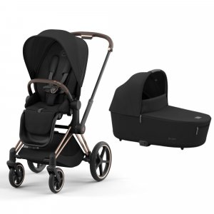 Poussette duo priam 4 sepia black châssis rose gold + nacelle luxe Cybex