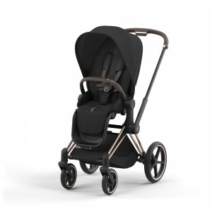 Poussette duo priam 4 sepia black châssis rose gold + nacelle luxe Cybex