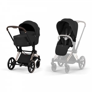 Poussette duo priam 5 avec nacelle pliable châssis rosegold sepia black Cybex