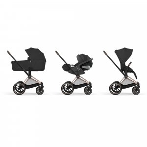Poussette duo priam 5 avec nacelle pliable châssis rosegold sepia black Cybex