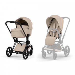 Poussette duo priam 5 avec nacelle pliable châssis matt black cozy beige Cybex