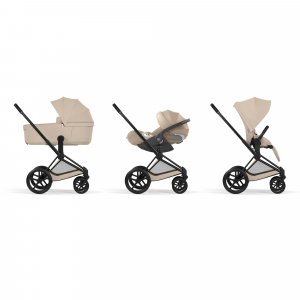Poussette duo priam 5 avec nacelle pliable châssis matt black cozy beige Cybex