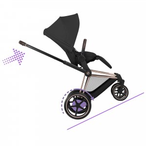 Poussette duo électrique e-priam 3 avec nacelle pliable châssis rosegold sepia black Cybex