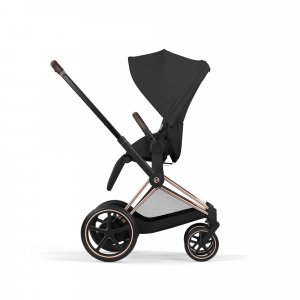Poussette duo électrique e-priam 3 avec nacelle pliable châssis rosegold sepia black Cybex