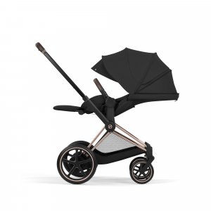 Poussette duo électrique e-priam 3 avec nacelle pliable châssis rosegold sepia black Cybex