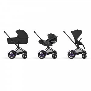 Poussette duo électrique e-priam 3 avec nacelle pliable châssis matt black sepia black Cybex
