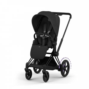 Poussette duo électrique e-priam 3 avec nacelle pliable châssis matt black sepia black Cybex