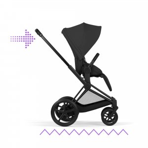 Poussette duo électrique e-priam 3 avec nacelle pliable châssis matt black sepia black Cybex